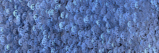 抽象的背景与大量的欧元符号。关于业务主题的设计概念。三维渲染图片下载