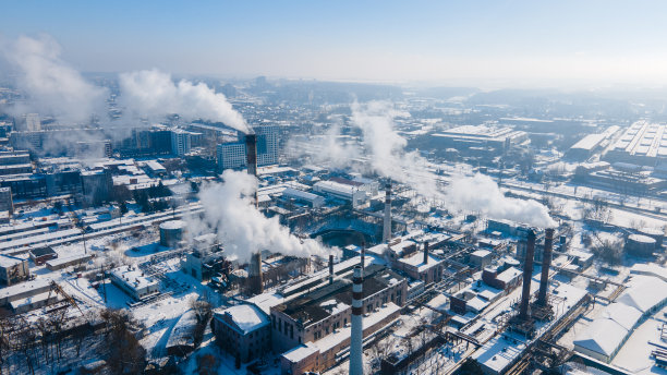 鸟瞰图工厂管道污染问题图片下载