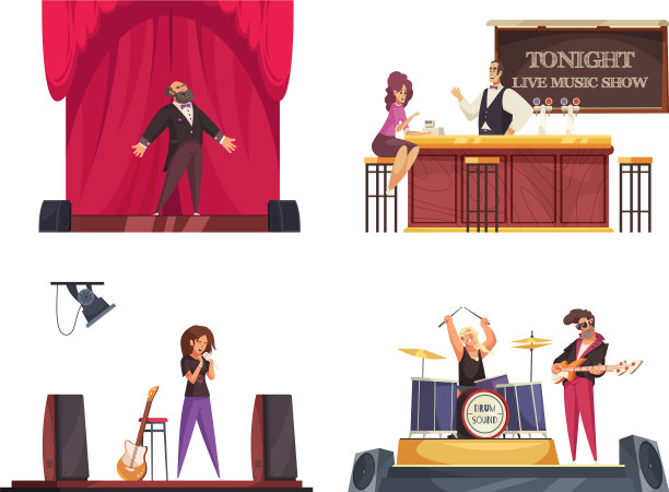 酒吧现场音乐作曲图标设置图片下载