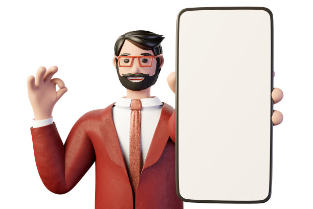 一个卡通风格的移动模型与3d角色商人图片下载