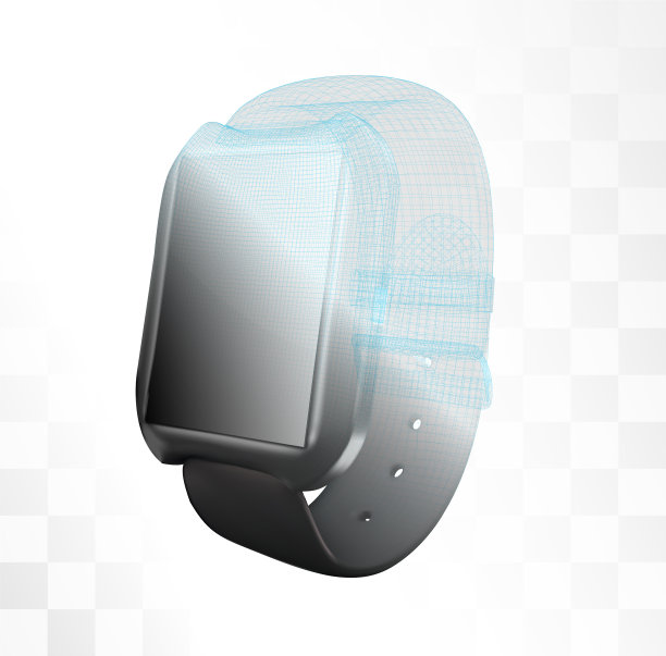 白色背景上的黑色智能手表图片下载