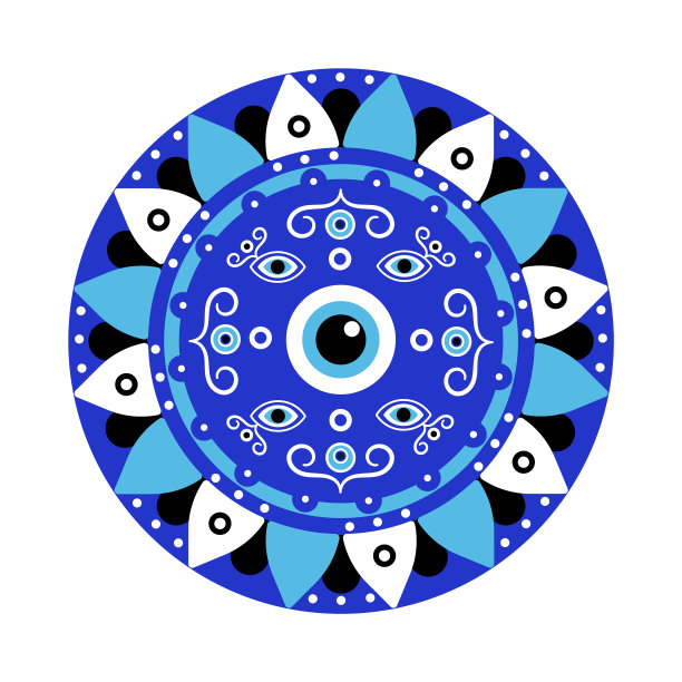 蓝色曼荼罗邪恶之眼希腊对抗邪恶的护身符图片下载