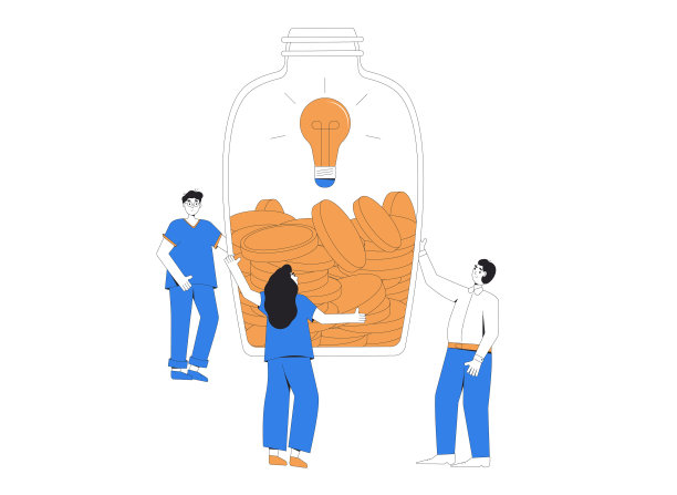 筹款概念人物与硬币和图片下载