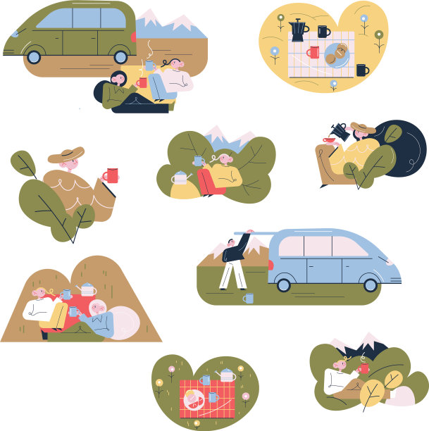 集人旅游，游客享受热茶图片下载