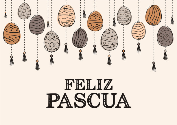 西班牙复活节快乐卡片手画节日图片下载