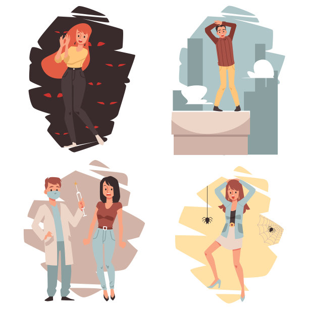 人们用各种恐惧症设置卡通图片下载