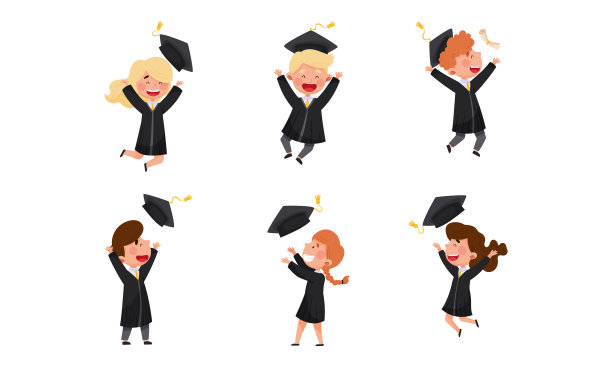 女孩和男孩角色穿着学校服装图片下载