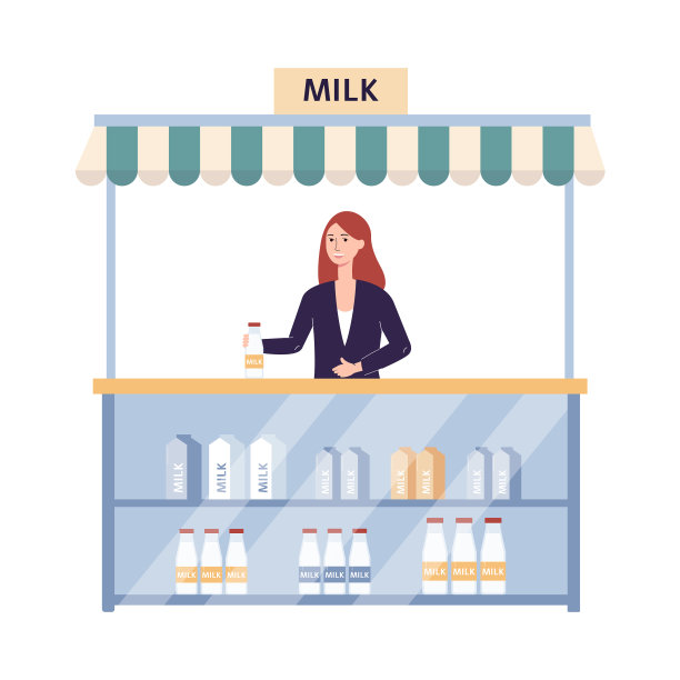 一名妇女在市场上出售新鲜牛奶图片下载