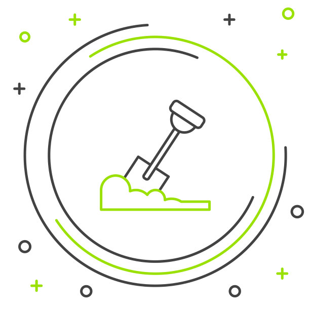 线铲在地面图标孤立在白色图片下载