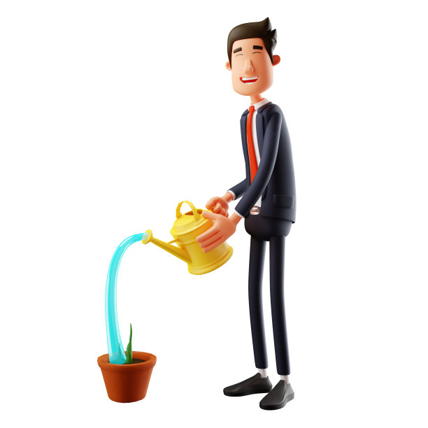 3D男性卡通插图淋浴植物图片下载