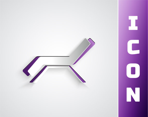 剪纸太阳床图标孤立在灰色背景图片下载