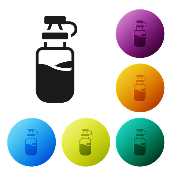 黑色运动瓶与水图标隔离图片下载