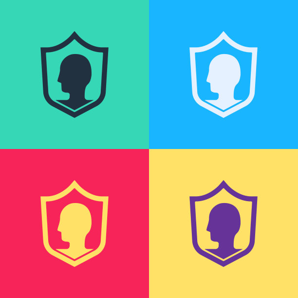 波普艺术人寿保险与盾牌图标隔离图片下载