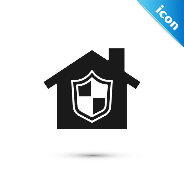 灰色的房子在保护图标孤立在白色图片下载