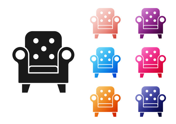 黑色扶手椅图标孤立的白色背景图片下载