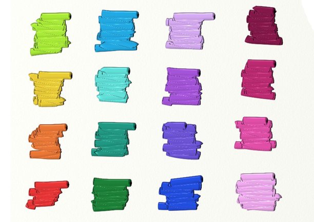 一套多色的绘画笔触，孤立的白色背景图片下载