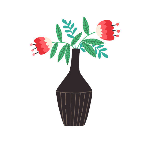 花瓶里装着春天的花束和艳丽的鲜花图片下载