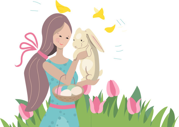 美丽的女孩站在蓝色的裙子与可爱图片下载