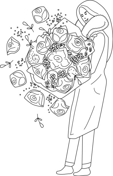 年轻女子站起来，拿着礼物——一个大大的图片下载