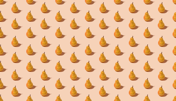 粉彩背景上的黄色梨子创意无缝图案图片下载
