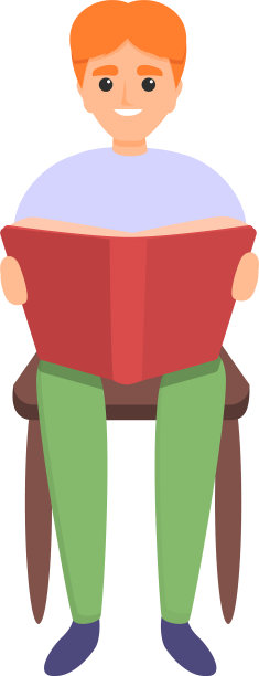 坐着看书的男孩图标卡通风格图片下载