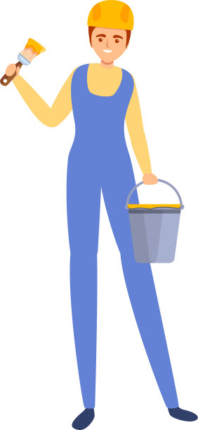 建设者油漆桶图标卡通风格图片下载