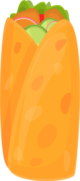 皮塔面包烤肉串图标卡通风格图片下载