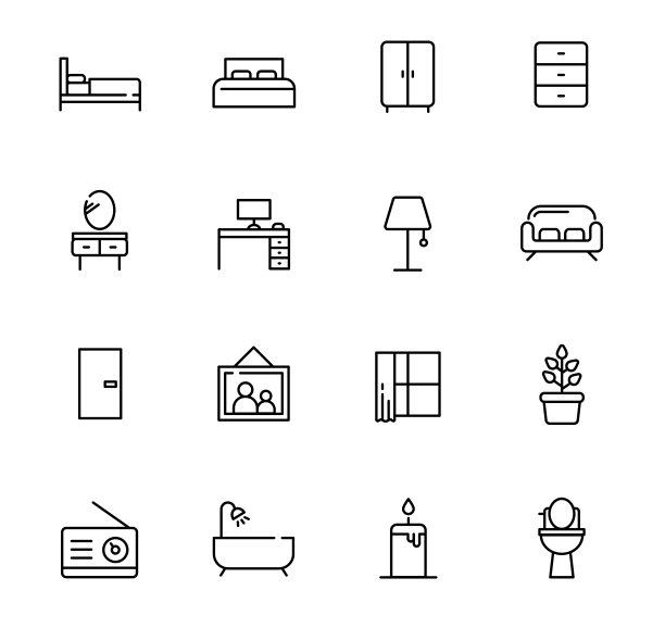 家具内部道具图标收藏。图片下载