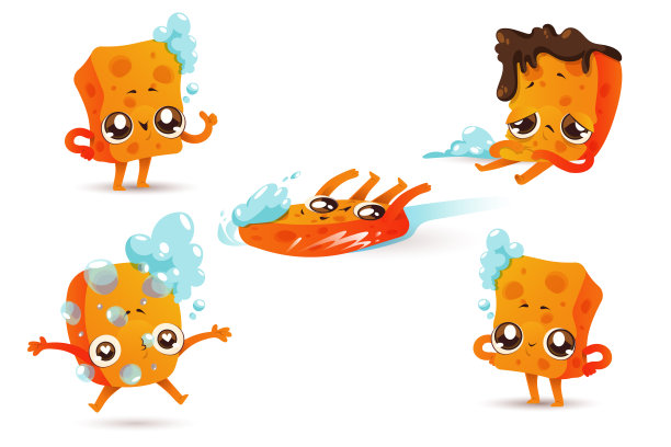 洗盘子的海绵，可爱的卡通吉祥物图片下载