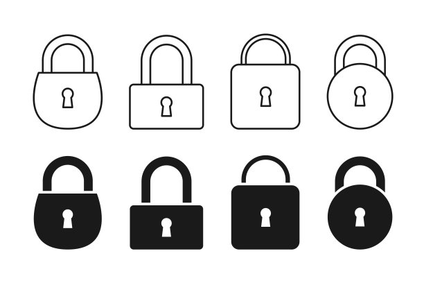 锁定图标集合隔离在白色背景上。矢量插图。图片下载