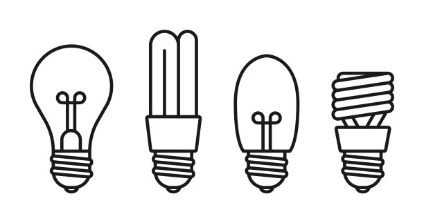 灯泡的线条图标孤立在白色的背景上。图片下载