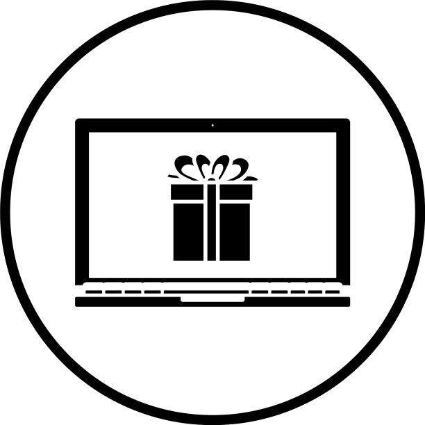 屏幕上有礼盒图标的笔记本电脑图片下载