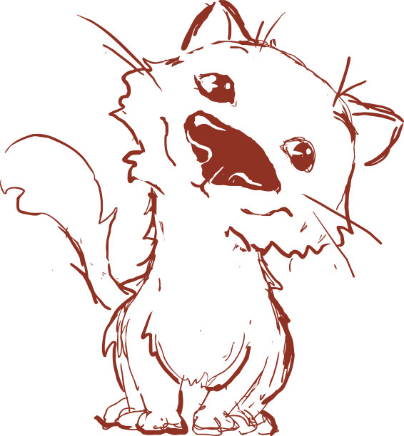 非常可爱的猫素描手绘的手-矢量插图图片下载