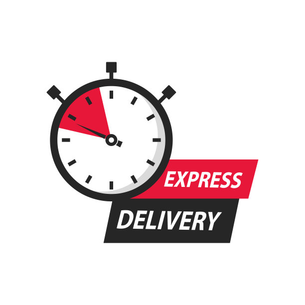 快递现代标签。平面设计。快递图标。快速交付标志设计。矢量图图片下载