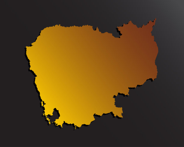 矢量地图柬埔寨黄金风格，亚洲国家图片下载