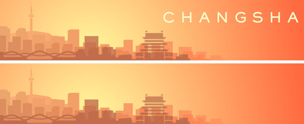 长沙美丽的天际线风光横幅图片下载