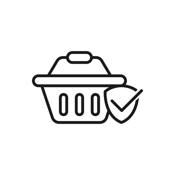 安全购物图标矢量图。电子商务、在线商店和市场网站、手机、logo、符号、按钮、标志、App UI的盾牌图标设计理念的购物安全图片下载