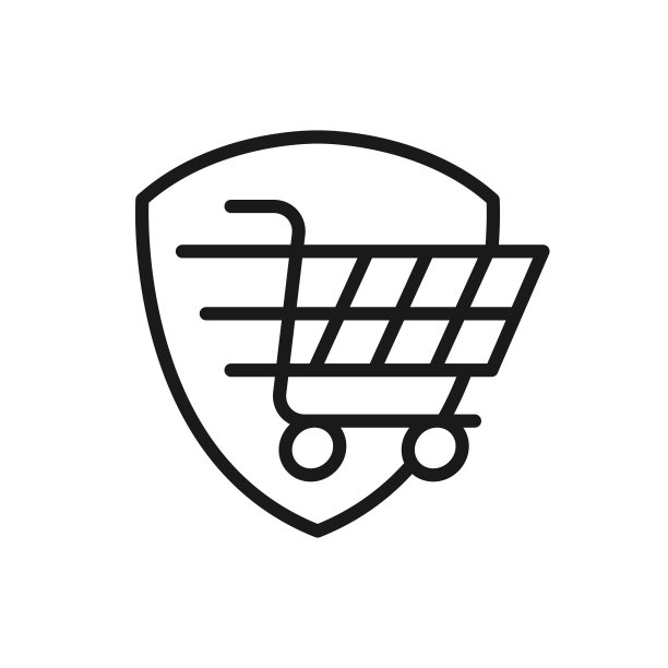 安全购物图标矢量图。电子商务、在线商店和市场网站、手机、logo、符号、按钮、标志、App UI的盾牌图标设计理念的购物安全图片下载