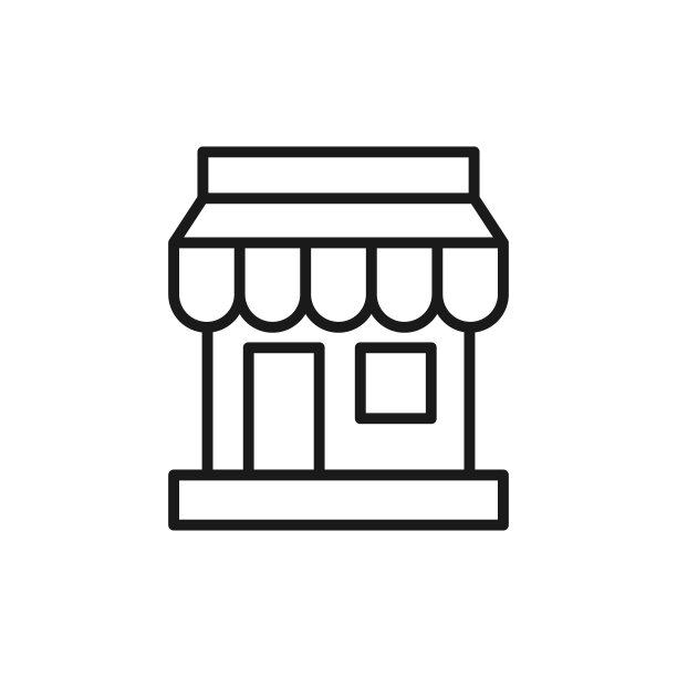 商店图标矢量设计插图：用于电子商务、在线商店和市场的商店建筑图标矢量设计，适用于网站、移动设备、Logo、符号、按钮、标志、应用程序UI的市场商店图标矢量图片下载
