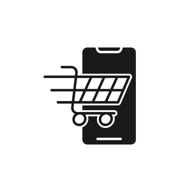 购物车与手机图标矢量设计。购物车图标与智能手机设计概念的电子商务，网上商店和市场网站，手机，标志，符号，按钮，标志，应用程序UI图片下载