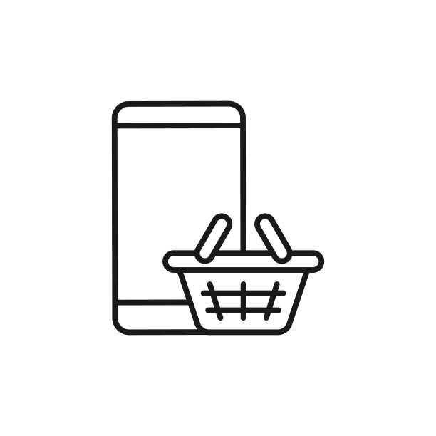 购物车与手机图标矢量设计。购物车图标与智能手机设计概念的电子商务，网上商店和市场网站，手机，标志，符号，按钮，标志，应用程序UI图片下载