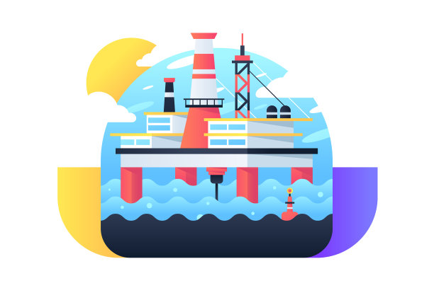 标志性的大型海上石油钻井平台生产矿物图片下载