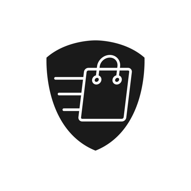 安全购物图标矢量图。电子商务、在线商店和市场网站、手机、logo、符号、按钮、标志、App UI的盾牌图标设计理念的购物安全图片下载