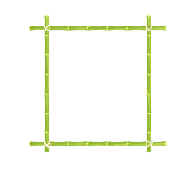 绿色竹框，边缘绳卡通风格。异国情调的夏威夷，亚洲装饰。空自然对象。矢量图图片下载