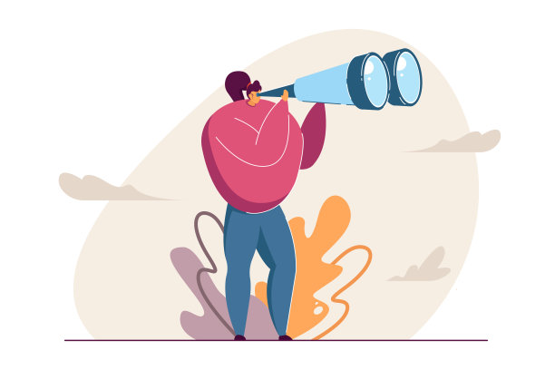 女孩通过双眼远眺前方矢量图图片下载