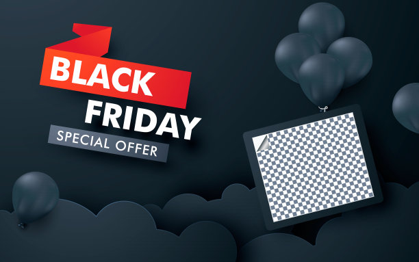 黑色星期五的促销活动，用气球带来的照片产品图片下载