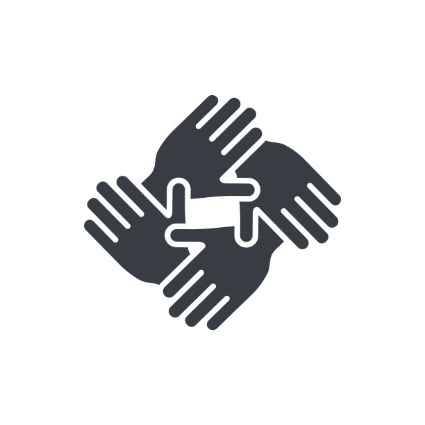 手拉手黑色图标。友谊的象征。图片下载