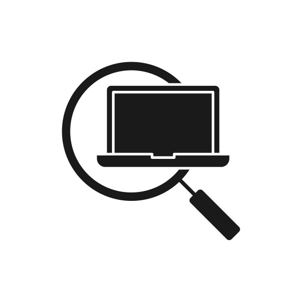 笔记本电脑搜索图标矢量设计。笔记本电脑图标与搜索设计概念智能手机，电子商务，在线商店和市场网站，手机，标志，符号，按钮，标志，应用程序UI图片下载