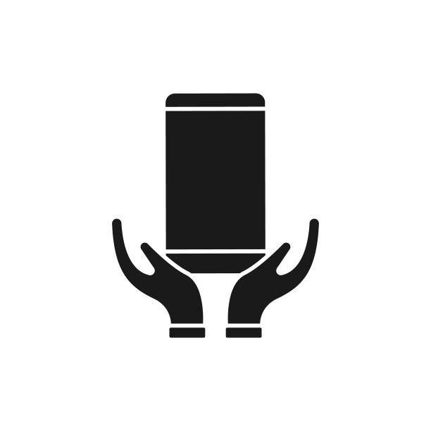 手机与手图标矢量设计。智能手机图标与手势设计概念的电子商务，在线商店和市场网站，手机，标志，符号，按钮，标志，应用程序图片下载