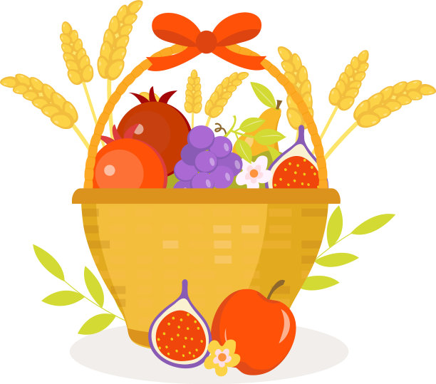 水果篮图标平面卡通风格的犹太人图片下载